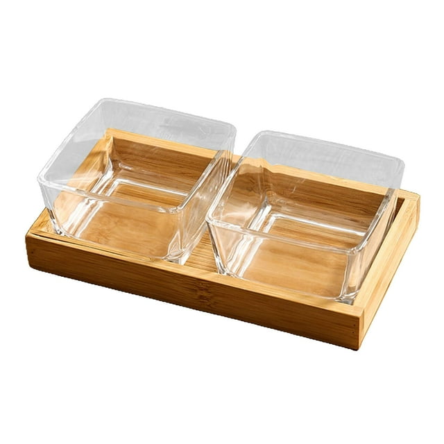 Nut Plato de frutas secas Desert Snack, Bandeja para servir platos, Plato de sala de estar, Tazones de frutas de vidrio para la oficina dos tazones