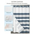 thumbnail image 2 of No Hook Cloth Fabric Shower Curtain with Snap in Liner, Haze Blue Stripe Waterproof Shower Curtains Set with See Through Top Window, Farmhouse Blue Gray Striped Bath Curtains Shower 54"x78", 2 of 6
