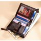 thumbnail image 3 of Cartera para hombre con bloqueo de piel auténtica suave con cadena, doble cremallera, carteras de cuero para hombre con bolsillo para monedas, carteras pequeñas para hombre, tarjetero (café), 3 of 3