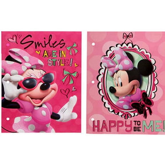 Minnie 2 Pocket Portfolio Folders, Assorted Design, 3/Pack