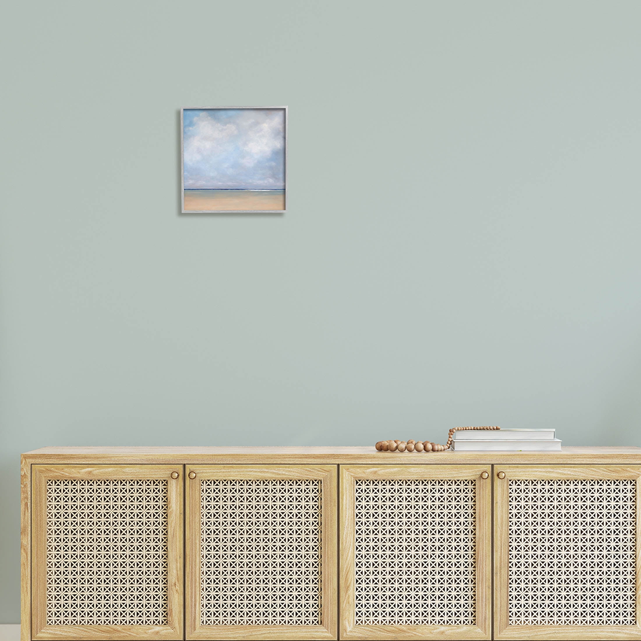 Stupell Industries Abstract Beach Clouds Ocean Horizon Painting Gray Framed Art Print Wall Art, Design by Catherine Andersen