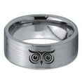 thumbnail image 2 of Tungsten Owl Wide Open Eyes Staring Band Ring 8mm Men Women Comfort Fit Gray Flat Cut Brushed Polished, 2 of 4