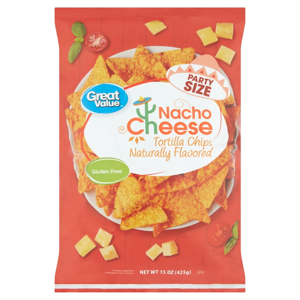 Great Value Nacho Cheese Tortilla Chips Party Size, 15 oz