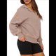 thumbnail image 2 of Sudadera con Capucha de Otoño para Mujer, Sudadera Corta de Larga con Media Cremallera, Jersey de Invierno, Ropa de Moda Caqui XXL, 2 of 10