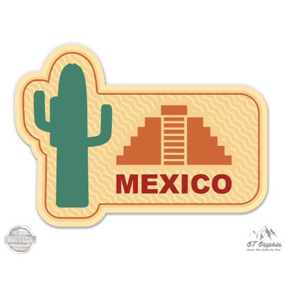 Mexico Travel Stamp - 3" Vinyl Sticker - For Car Laptop I-Pad Phone Helmet Hard Hat - Waterproof Decal