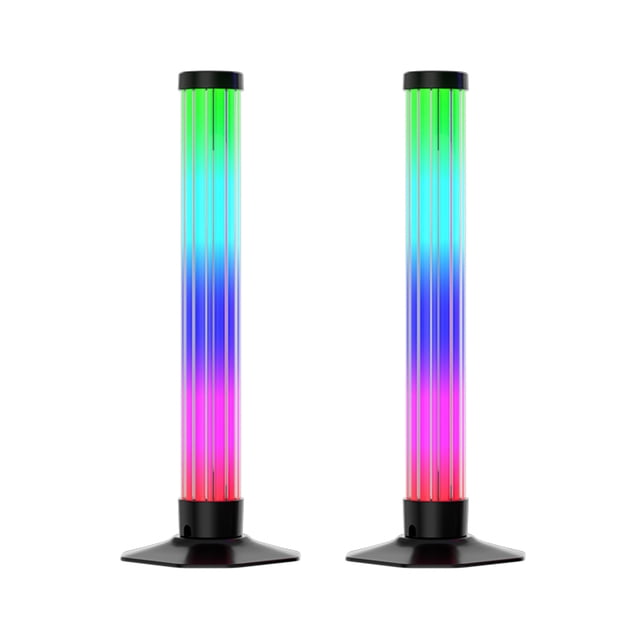Éclairage d'Ambiance LED RGBIC 32CM avec Faisceau 360°, Alimenté par Usb 5V 2.5w/unité, Design Cylindre PMMA+ABS+PC, Application Bluetooth & Télécommande Infrarouge, 36 Leds/lumière Activée par le Son Décoration de Jeu