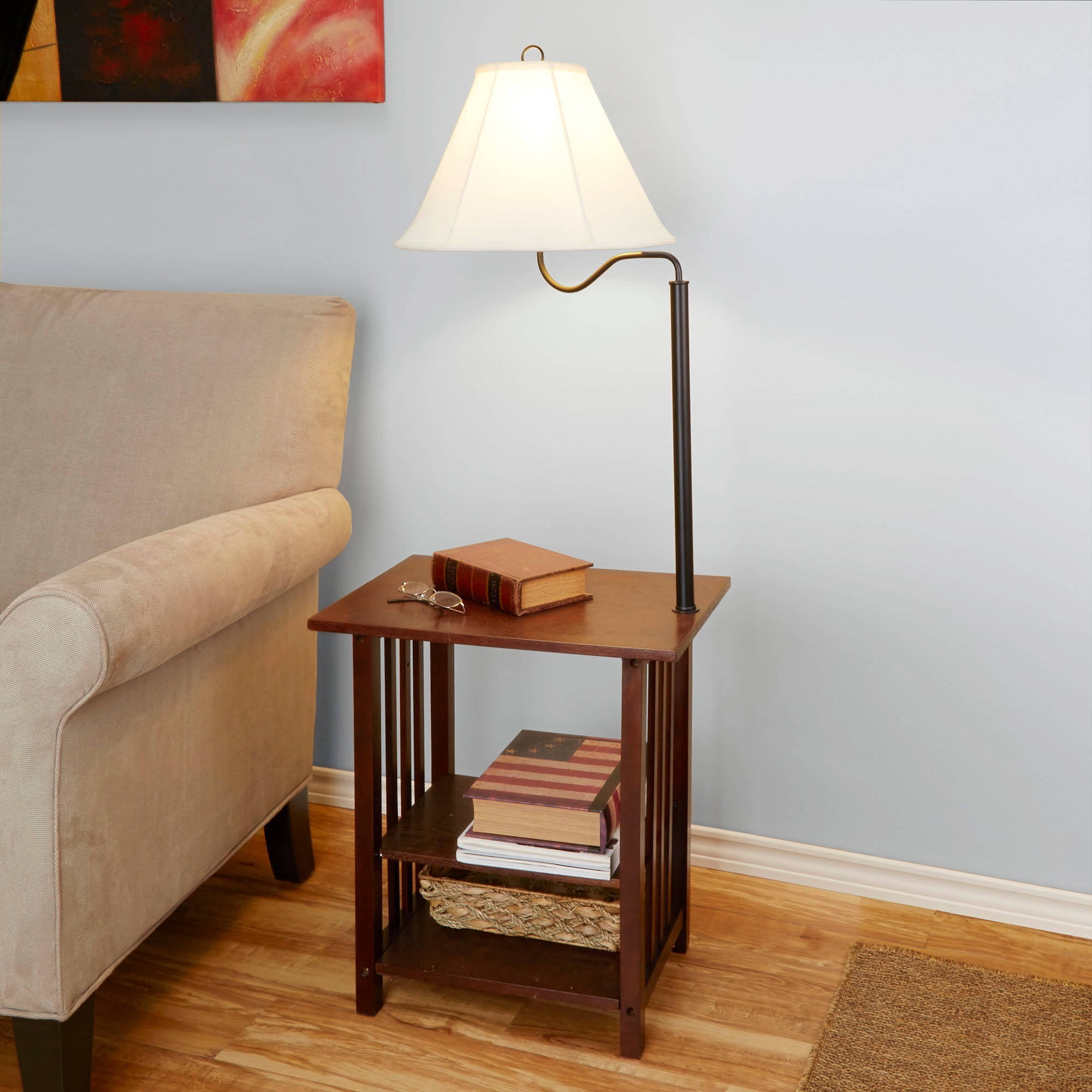 Table Lamp Combo Walmart Better Homes and Gardens 3-Rack End Table Floor Lamp, CFL Bulb Included