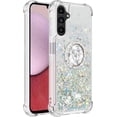 thumbnail image 3 of Phone Case for Samsung Galaxy A14 5G,Shockproof Clear Quicksand Glitter Flowing Liquid with Bling Diamond Ring Stand,Cute Women Girls Case for Galaxy A14 4G/5G 6.6'' LS-Silver, 3 of 14