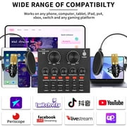 Enroslu Podcast Equipment Bundle, BM-800 Recording Studio Package with Voice Changer, Audio Interface with Sound Card and Condenser Microphone, Perfect for Recording, Broadcasting, Live