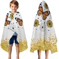 thumbnail image 3 of White Butterfly Flower Dot Pattern Hooded Bath Towel，50"x30" for Ages 3 To 12 Kids, Quick Dry Lightweight Soft Microfiber Hood Beach Towel Cover Up for Kids, 3 of 7