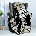 thumbnail image 4 of Urban Graffiti Soft Flannel Fleece Throw Blanket, Sprayed Stencil Design of Hand Marks on Chalky Wall Pattern, Cozy Plush for Indoor and Outdoor Use, 50" x 60", Eggshell Black and White, by Ambesonne, 4 of 5