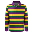 thumbnail image 4 of Polos for Men Long Sleeve Color Matching Striped T Shirt Base Digital Casual Carnival Stylish Men Polo Shirts Yellow XXL, 4 of 4