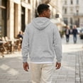 thumbnail image 5 of Sorvello Men's Fleece Big and Tall Hoodie Quarter Zip Fuzzy Sweatshirt Classic Warm Comfy Athletic Work Casual Fall Winter Top for Men Light Gray S, 5 of 8