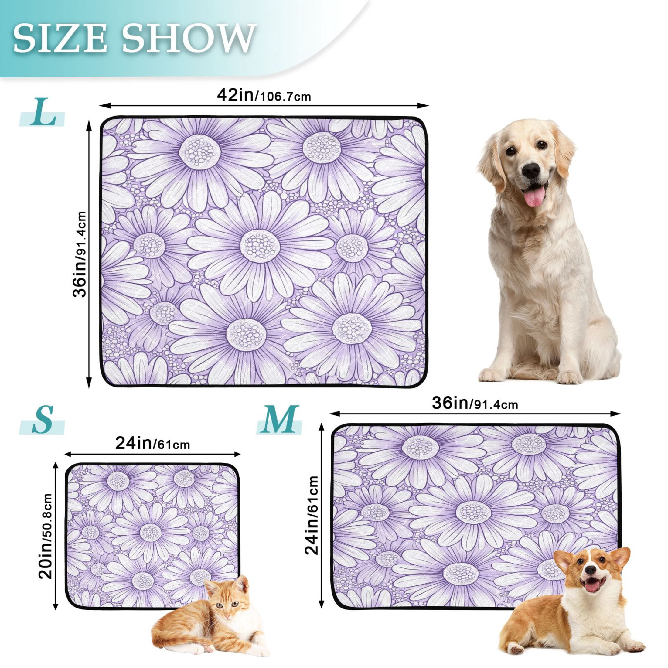 Qxltty A Pattern with Pale Purple Daisies Cat litter Pads Pet Set of 2 Diaper Mats Center Anti-leakage Layer Absorbent Soft and Comfortable