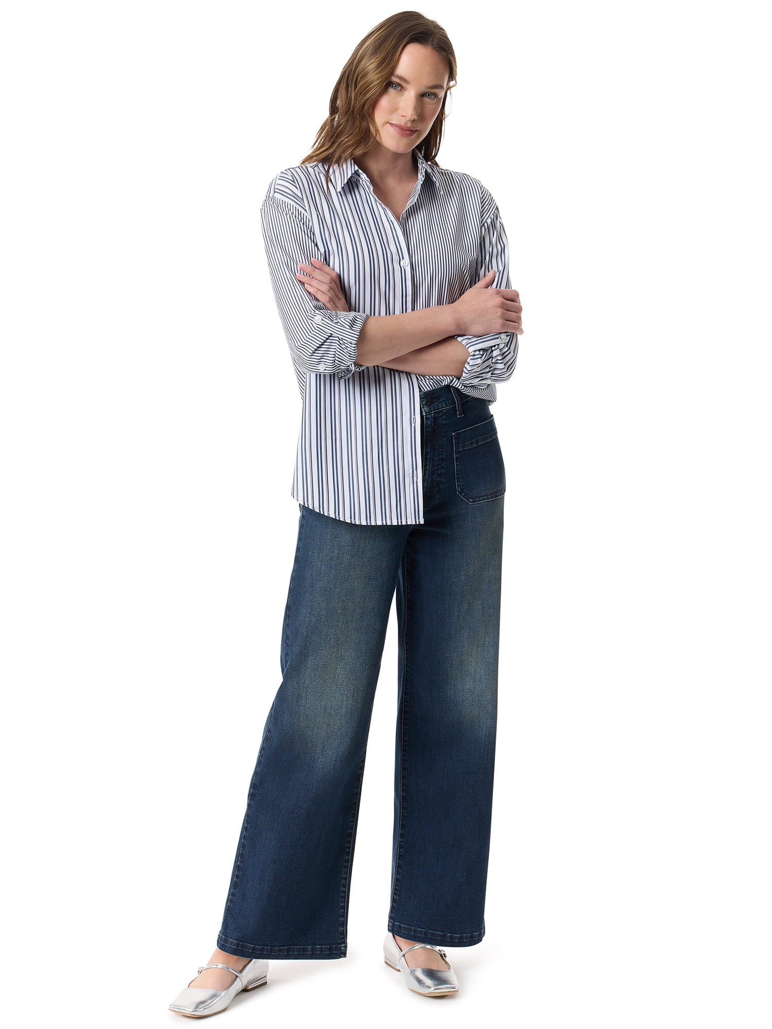Gloria Vanderbilt Swan Series Women's Patch Pocket Wide Leg Jeans, Sizes 6-18
