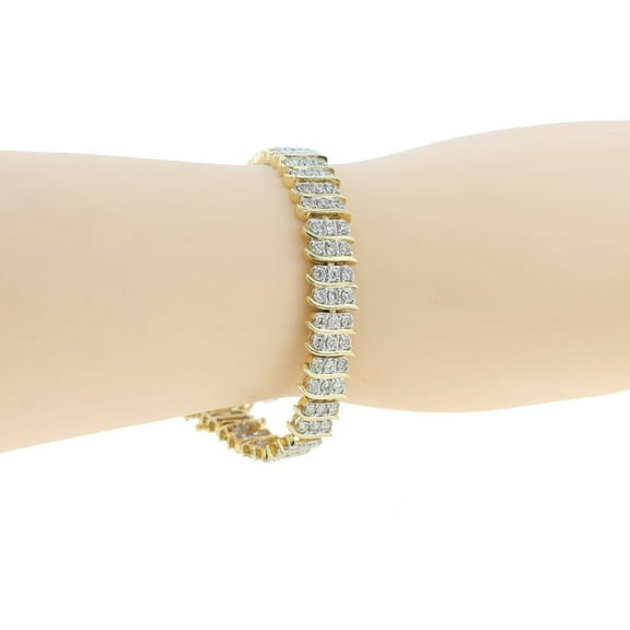 10K YELLOW GOLD WOMENS 7" 5.07CTW DIAMOND TENNIS BRACELET