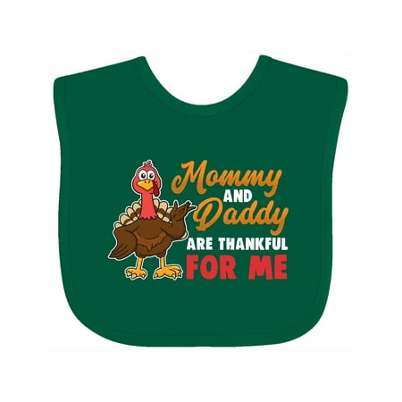 

Inktastic Thanksgiving Mommy Daddy Thankful for Me Gift Baby Boy or Baby Girl Bib