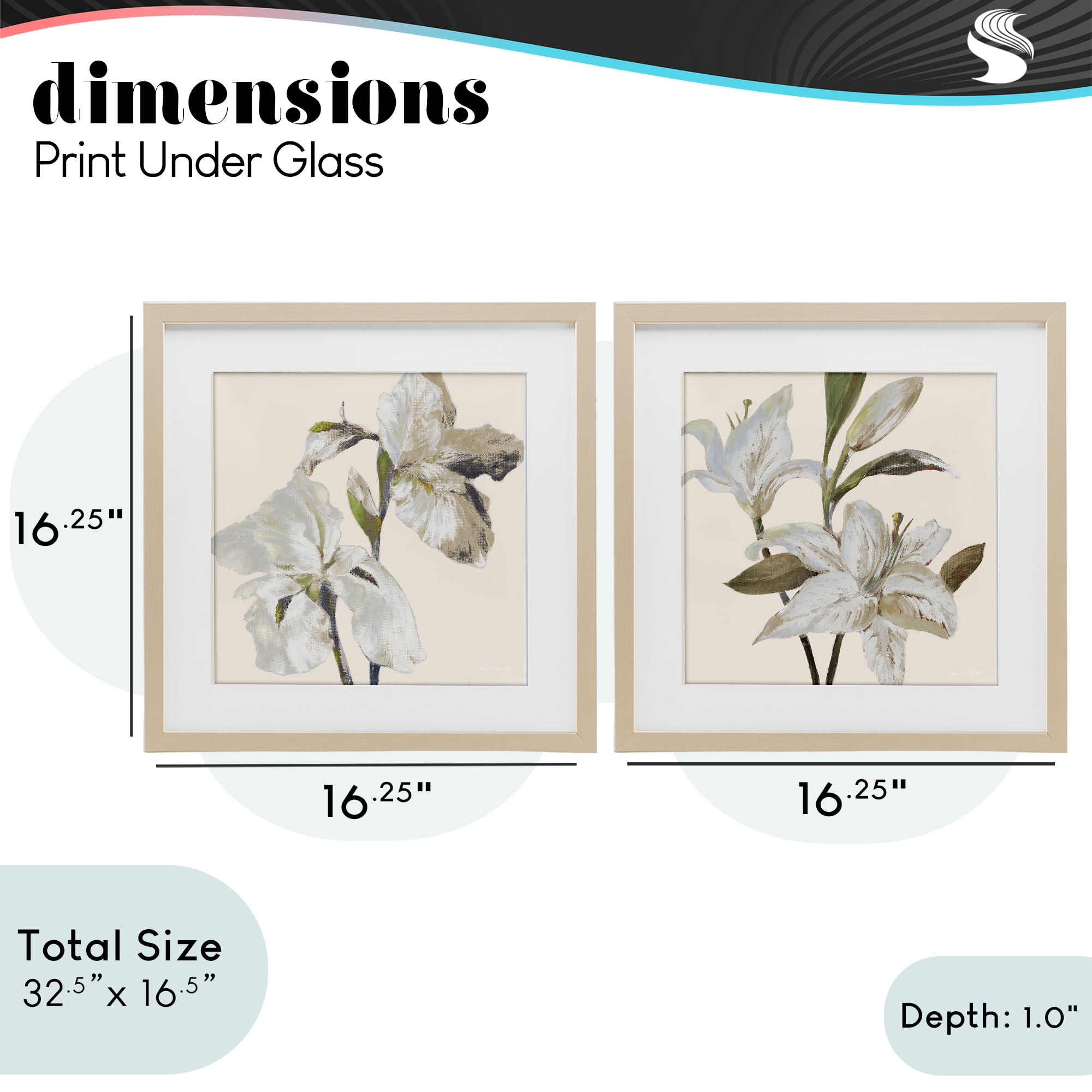 Stupell Industries Irises and Lilies Soft Beige 2 Piece Birch Framed Print Under Glass Set, design by Lanie Loreth