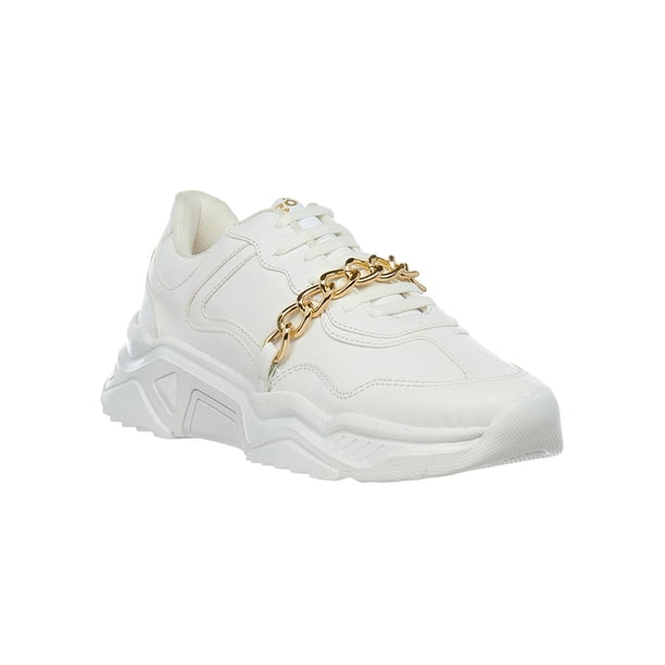 Tenis Con Cadena Plataforma Tipo Piel Blanco Urbano Mujer blanco 24 Gosh 052D2D