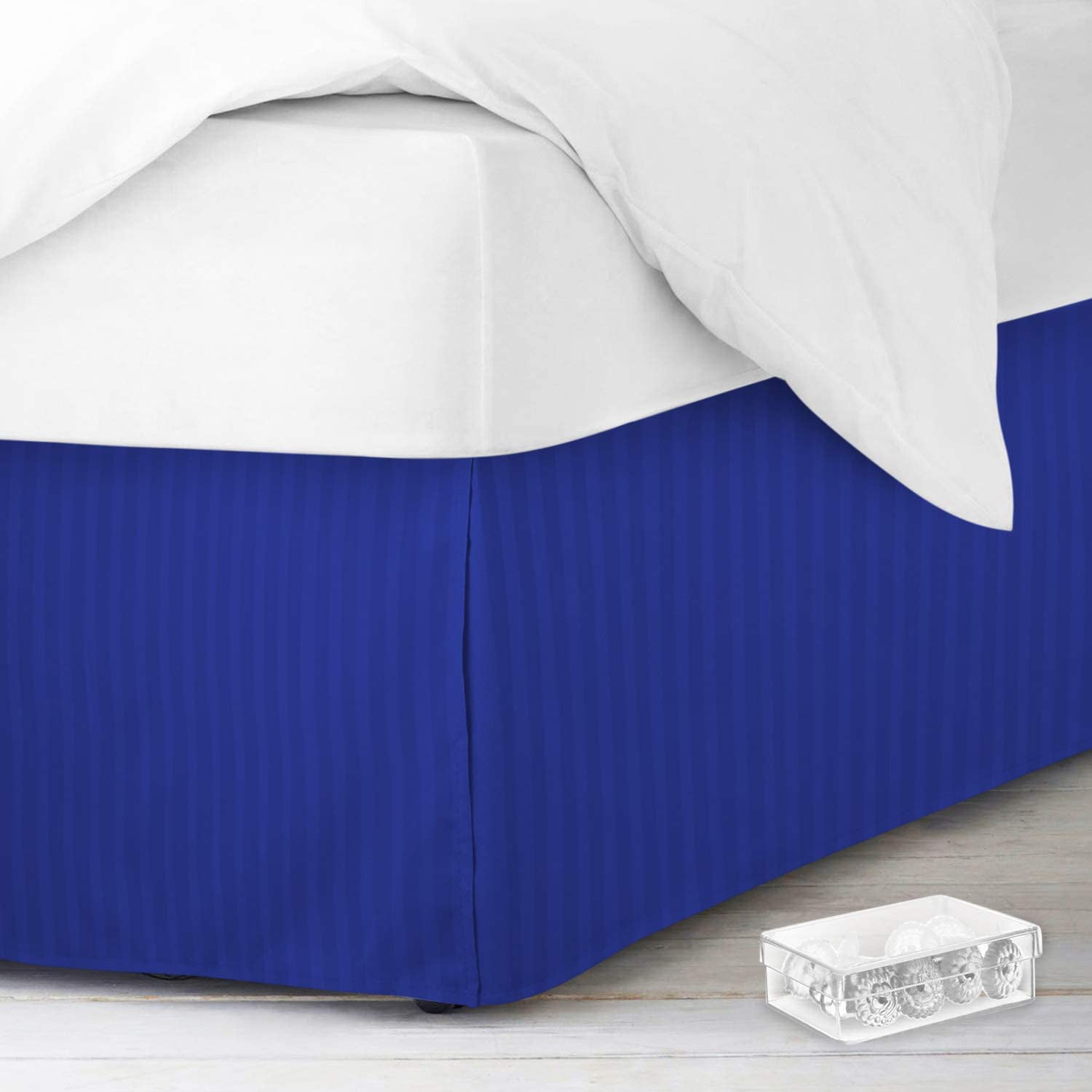 Nestl King Bed Skirt Damask Dobby Stripe Wrap Around Bed Skirt King