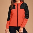thumbnail image 3 of Women's Athletic Jackets Contrast Color Hooded Zip Up Jacket Long Sleeve Waterproof Windbreaker with Pockets Casual Fall Outdoor Sportswear, 3 of 9