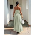 thumbnail image 2 of Mint Green Strapless Smocked Waist Ribbed Maxi Dress With Flowy Pleated Skirt Elegant Formal Party Gown, 2 of 6