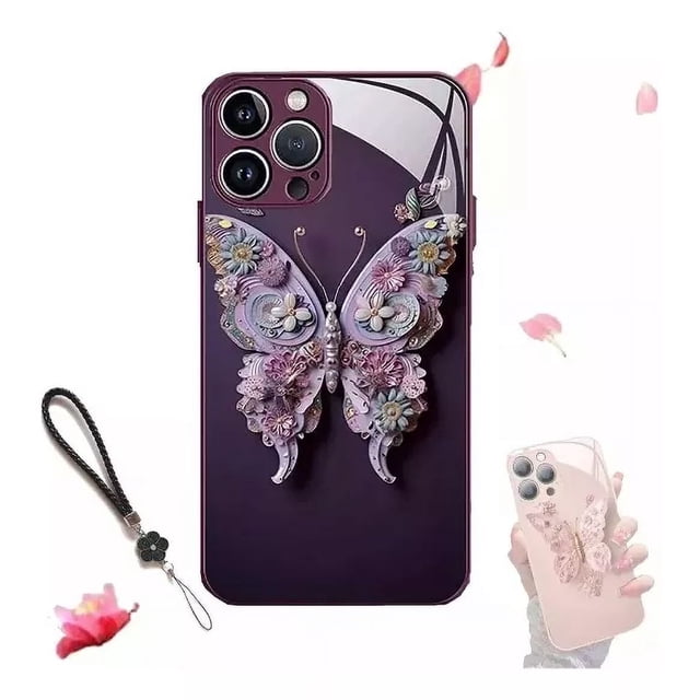 Funda De Teléfono Con Estampado De Mariposas En 3d