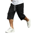 thumbnail image 4 of Maplenight Mens Cropped Sweat Pants with Pockets Drawstring Elastic Waist Pants Summer Casual Capri Pants, 4 of 5