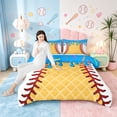 thumbnail image 4 of Homewish Baseball Sport Gamer Queen Comforter Set,Modern Geometric Rhombus Bedding Sets,Blue White Yellow Bedding Comforter Set For Teens,Luxury Bedroom Decor Reversible,3pcs, 4 of 8
