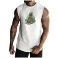 thumbnail image 1 of JHLZHS Mens Tank Tops Graphic Rock Bands Mens Athletic Tank Tops Pineapple Print Sleeveless Crew Neck Tshirts Summer Leisure Fitness Vest Gym Outfits Summer Tank Tops Men's Tank Tops White Cotton, 1 of 4