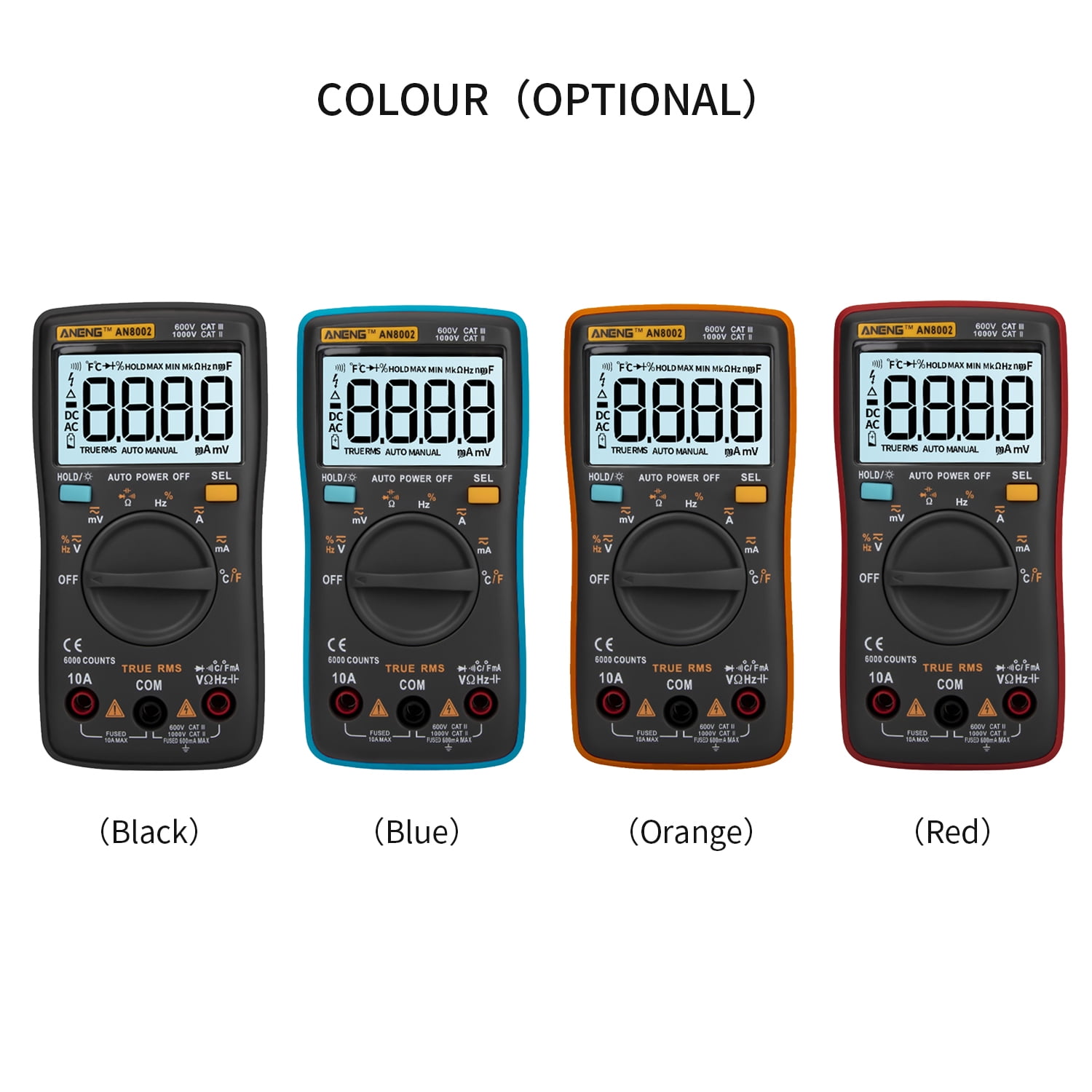 Multi Tester Tester AN8002 6000 Counts True RMS Multifunctional Digital Multimeter Voltmeter Ammeter Handheld Mini Universal Meter High Accuracy Measure Temperature AC/DC Voltage AC/DC