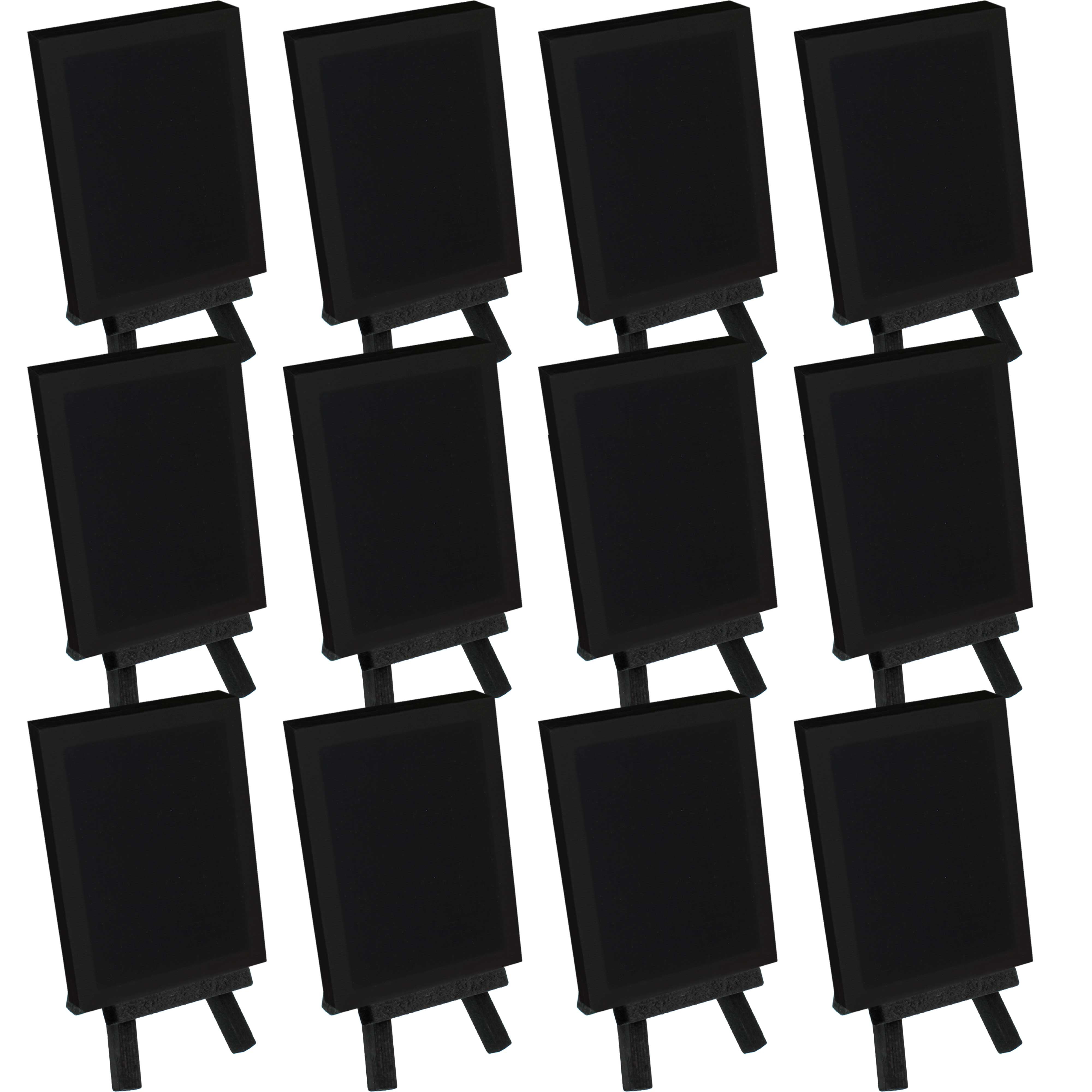12 Pack U.S. Art Supply 3" x 4" Stretched Canvas with 5" Mini Black Wood Display Easel Kit