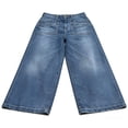 thumbnail image 5 of Mid Waist Wide Leg Jeans for Women Straight Washed Denim Jeans (Blue XXXL), 5 of 5