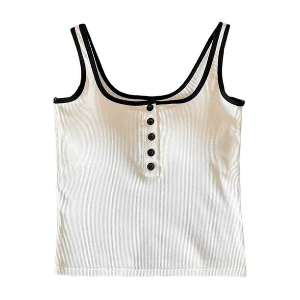 Camisolas con sujetador incorporado para mujer: camisetas sin mangas con tirantes finos ajustables, capa básica (talla única)