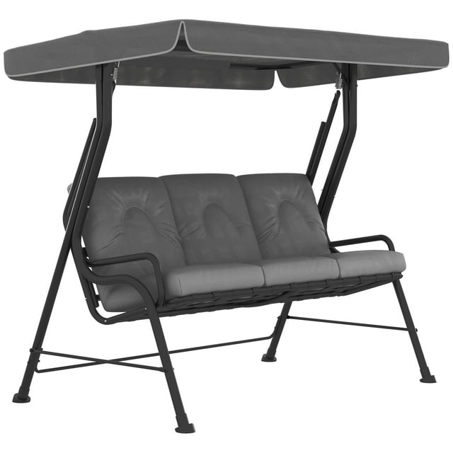 Outsunny Outdoor 3-person Metal Porch Swing Chair with Canopy Light Grey