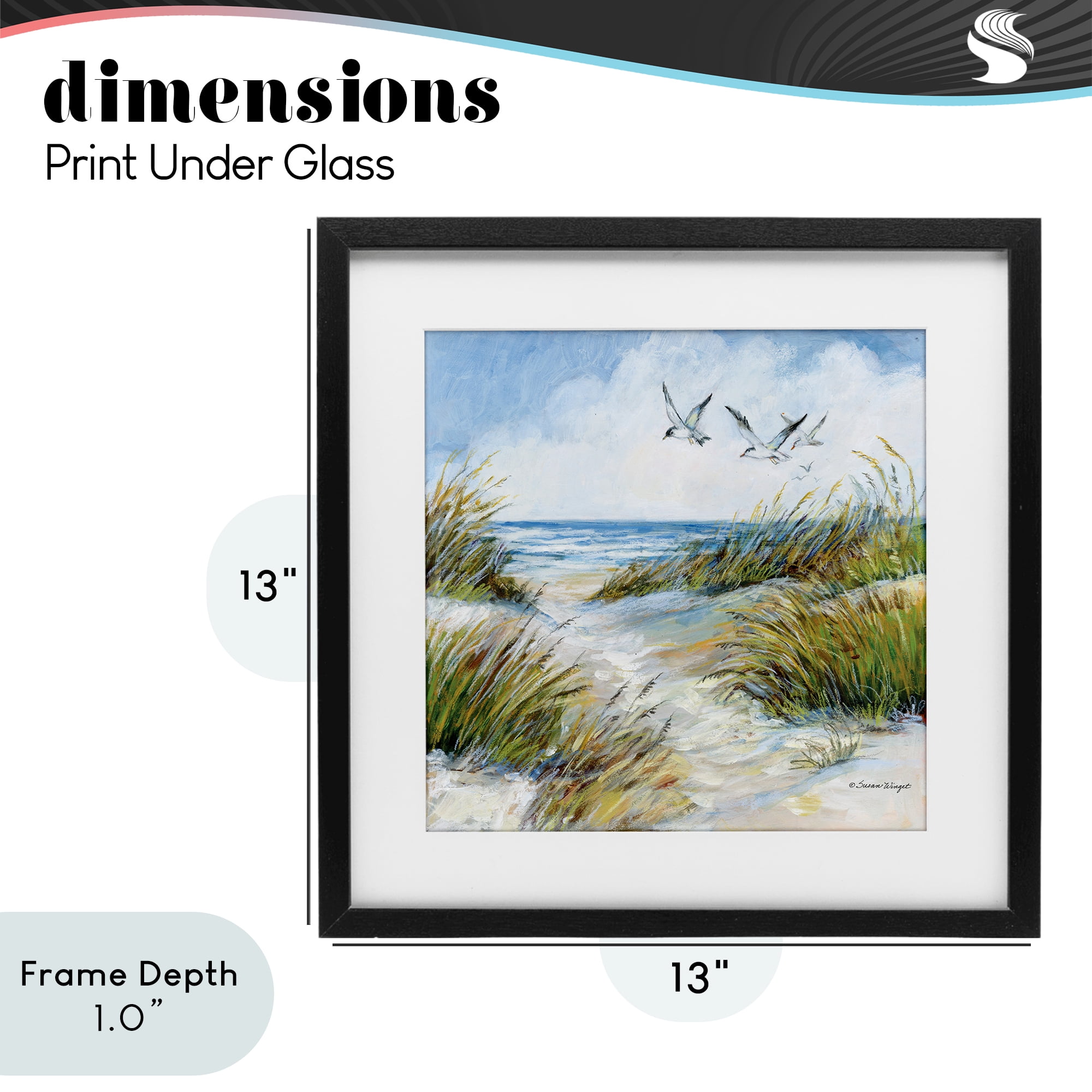 Stupell Industries Beach Path Seagulls Overhead Black Framed Print Under Glass, design by Susan Winget
