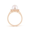 thumbnail image 2 of Angara Japanese Akoya Cultured Pearl Ring with Floral Halo in 14K Rose Gold for Women | June Birthstone Jewelry for Her, 2 of 8