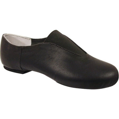 Girls Black Leather Gore Split Sole Slip-On Jazz Shoes 1-4