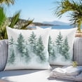 thumbnail image 5 of Waterproof Throw Pillow Covers Set of 2, 24x24 Inch Forest Green Ombre Decorative Pillowcases Outdoor Pillow Slip Cushion Covers Set for Couch Tent Watercolor Sage Green Trees, 5 of 7