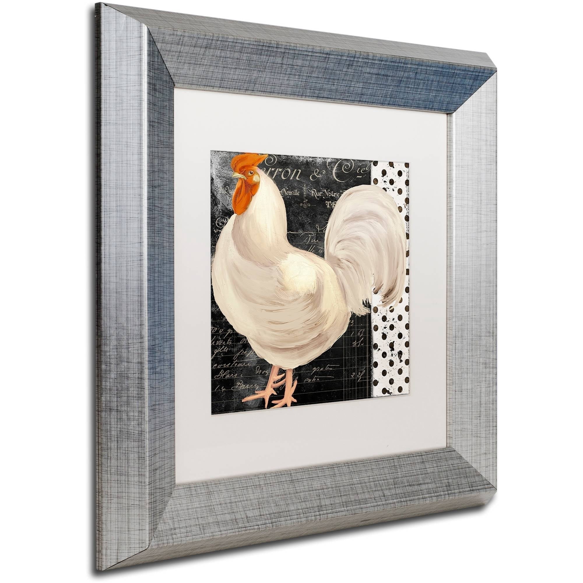 Trademark Fine Art "White Rooster Caf? II" Canvas Art by Color Bakery White Matte, Silver Frame