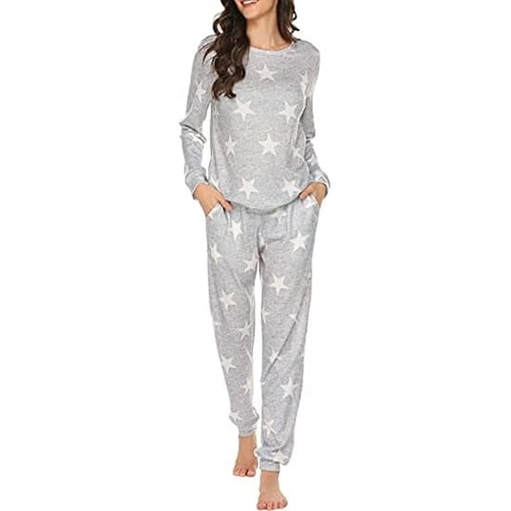 KISSGAL Jogger Pajama Set Long Sleeve Sleepwear Soft Pj Set Comfy Lounge Set Nightwear with Pockets