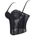 thumbnail image 4 of Ahabrexf Tank Tops for Women Fishbone Corset with Eyelash Lace Shoulder Straps Tight Fitting Sleeveless Top for Daily Wear Polyester Summer, 4 of 7