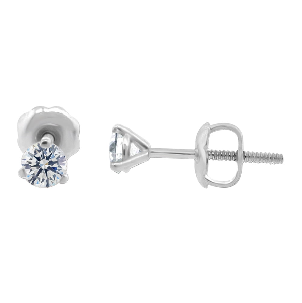 Details about   Certified 3 Ct Excellent Round Cut Moissanite Stud Earring Solid 14k White Gold 
