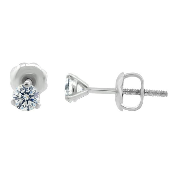 Round Brilliant 3 Prong Diamond Stud Earrings 14K White Gold 1/5 CT TW (G,SI)