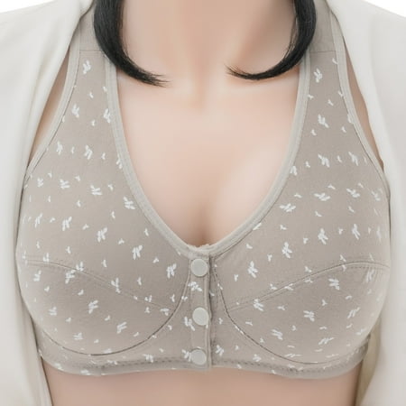 

LEEy-World Womens Lingerie Steel Ring Front Thin Women Bra Full Plus Cup Button Breathable Gathers Underwear No Size Comfort Bra Grey 38/85