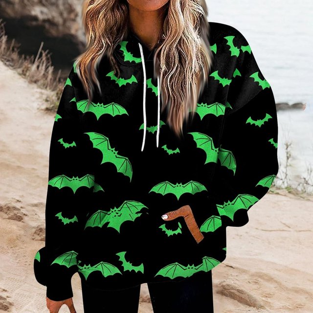 AMERTEER Halloween Femmes Mode Quotidienne Polyvalent Décontracté Sweat-Shirt à Manches Longues Imprimé Top Sweat-Shirt