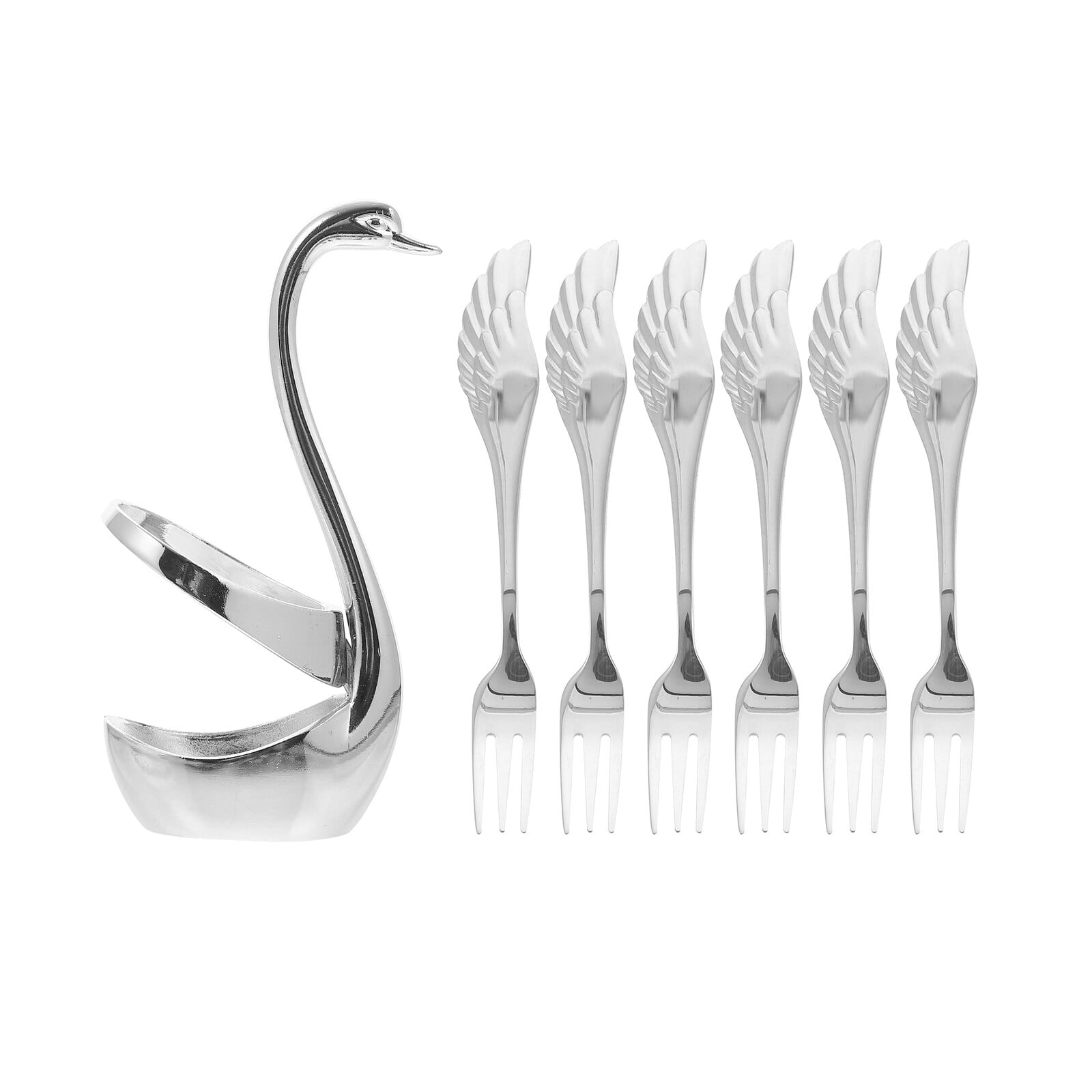 swan cutlery holder, creative cutlery set, fruit fork, swan fork holder