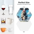 thumbnail image 6 of Vsdgher Cute Daisy Cow A Leather Coasters for Drinks, Durable Drink Coasters 4 Set for Tabletop Protection, Luxurious Home Décor and Housewarming Gift ( {designName})Hexagon, 6 of 6
