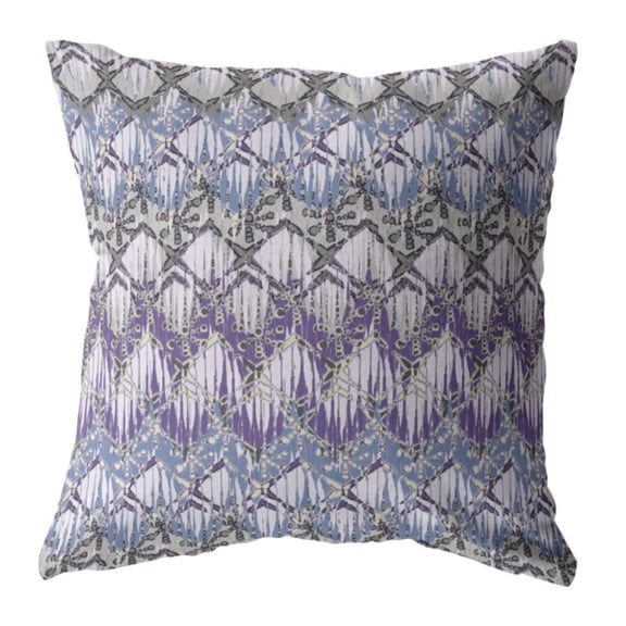 Amrita Sen Hatches 16" Suede Double Sided Zippered Pillow in Muted Purple/Gray