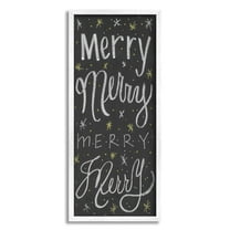Stupell Industries Festive Merry Chalk Style Typography Chistmas Stars Traditional Painting White Framed Art Print Wall Art, 10 x 24, Design by Sd Graphics Studio